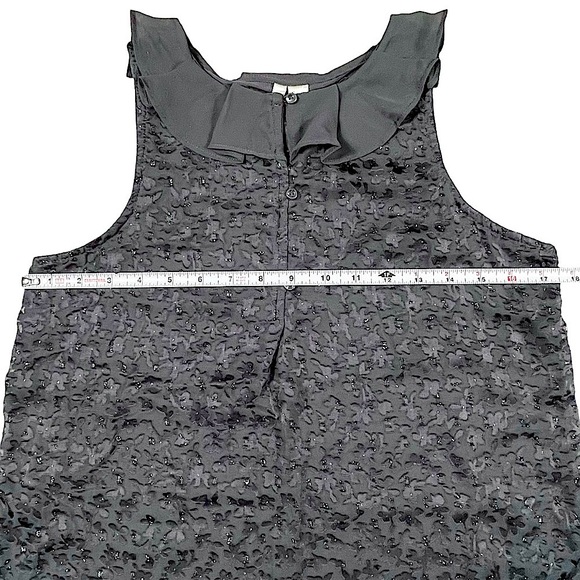 LC Lauren Conrad size small sleeveless top ruffle collar sheer sparkle front EUC - Picture 13 of 16